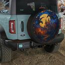 Dragon Attack Castle At Moon Night Stained Glass Jeep Car Spare Tire Cover