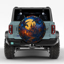 Dragon Attack Castle At Moon Night Stained Glass Jeep Car Spare Tire Cover