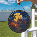 Dragon Attack Castle At Moon Night Stained Glass Suncatcher