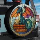 Dragon Book Stained Glass Jeep Car Spare Tire Cover