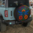 Dragonfly Flower Stained Glass Jeep Car Spare Tire Cover