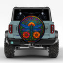 Dragonfly Flower Stained Glass Jeep Car Spare Tire Cover