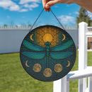 Dragonfly Green Round Stained Glass Suncatcher
