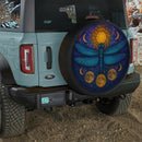 Dragonfly Moon Blue Stained Glass Jeep Car Spare Tire Cover