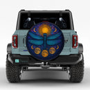 Dragonfly Moon Blue Stained Glass Jeep Car Spare Tire Cover