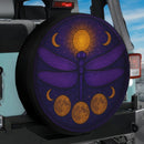 Dragonfly Moon Purple Stained Glass Jeep Car Spare Tire Cover