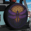 Dragonfly Purple Stained Glass Jeep Car Spare Tire Cover
