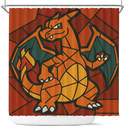 Charizard Pokemon Stained Glass Shower Curtain