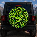 Leopard Pattern Skin Green Custom Jeep Wheel Cover With Camera Hole