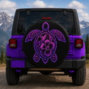 Purple Hibiscus Sea Turtle Car Spare Tire Cover