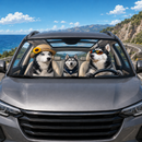 Husky Dog Family Driving Custom Car Windshield Sunshades