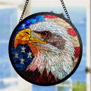 Eagle American Flag Round Stained Glass Suncatcher