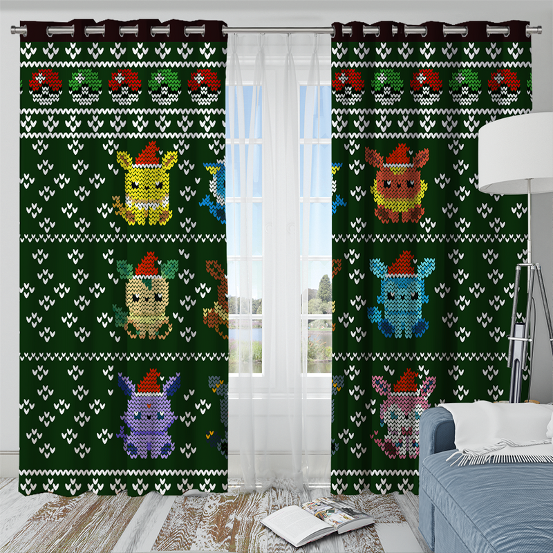 Eevee Evolution Pixel Pokemon Window Curtain