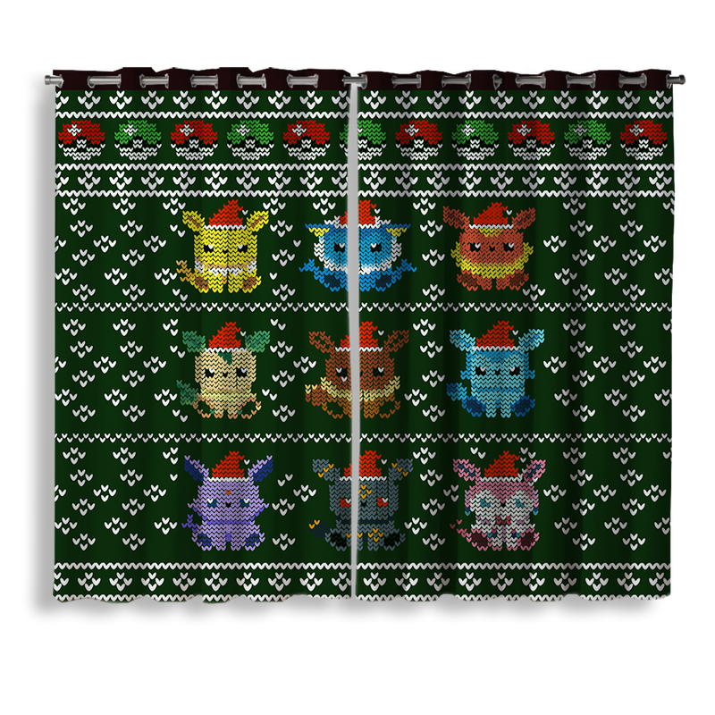 Eevee Evolution Pixel Pokemon Window Curtain