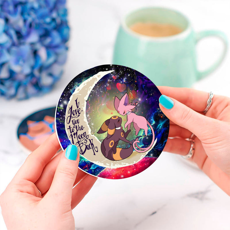 Eevee Couple Pokemon 1 Love You To The Moon Galaxy Ceramic Decor Coaster - Gift Idea