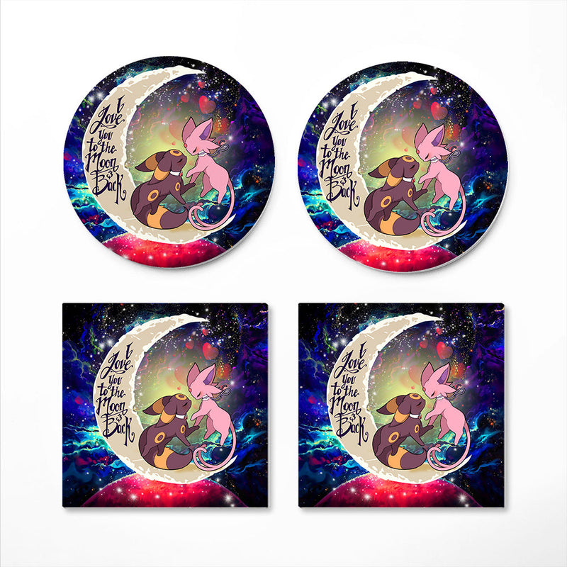 Eevee Couple Pokemon 1 Love You To The Moon Galaxy Ceramic Decor Coaster - Gift Idea