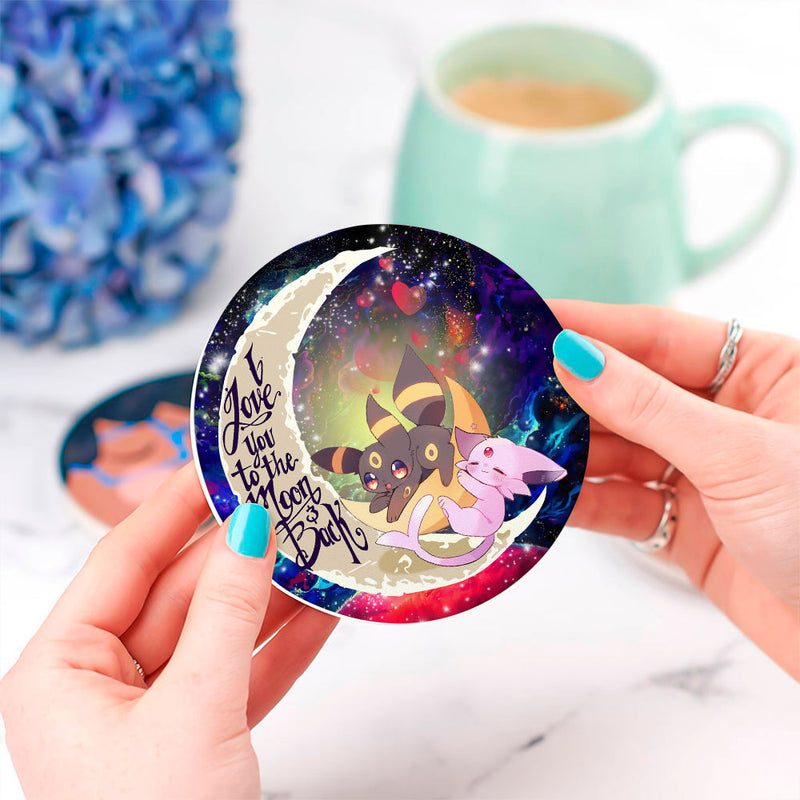 Eevee Couple Pokemon Love You To The Moon Galaxy Ceramic Decor Coaster - Gift Idea