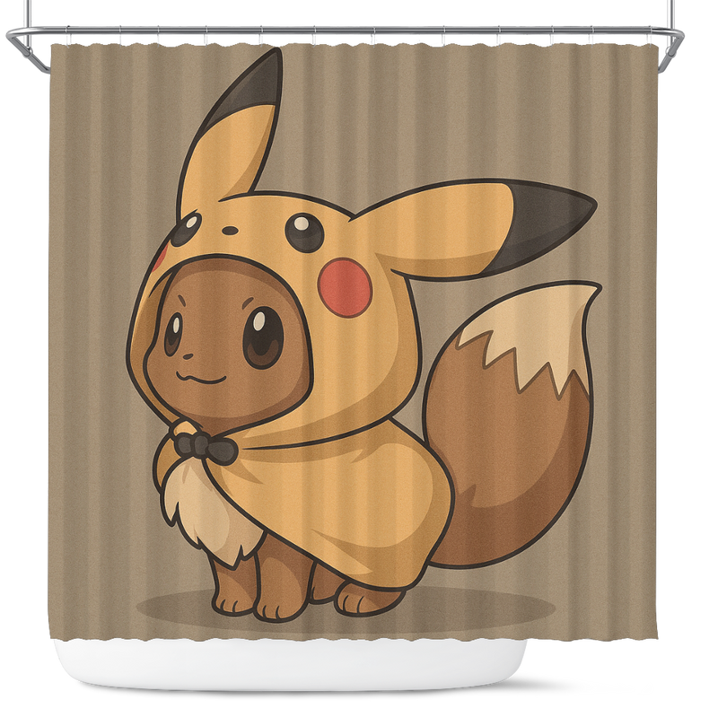 Eevee Pikachu Pokemon Shower Curtain
