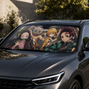 Kimetsu No Yaiba Tanjiro Nezuko Zenitsu And Inosuke Driving Custom Car Windshield Sunshades