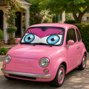 Pink Cute Eyes Cartoon Custom Car Windshield Sunshades
