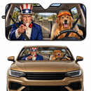 Uncle Sam And Golden Retriever Custom Car Windshield Sunshades