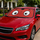 Red Slight Surprised Cartoon Eyes Custom Car Windshield Sunshades