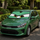 Green Angry Eyes Custom Car Windshield Sunshades