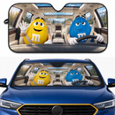 Funny M&M Chocolate Yellow Blue Driving Custom Car Windshield Sunshades