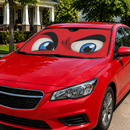 Red Challenging Cartoon Eyes Custom Car Windshield Sunshades