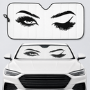 Cartoon Eyelash Lady Black Custom Car Windshield Sunshades