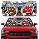 Funny M&M Chocolate Brown Red Driving Custom Car Windshield Sunshades