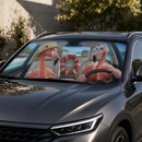 Funny Flamingo Couple Car Auto Sunshades