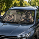 Best Friend Couple Pugs Custom Car Windshield Sunshades