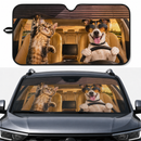 Funny Dog And Cat Driving Custom Car Windshield Sunshades