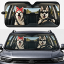 Funny Husky Couple Custom Car Windshield Sunshades