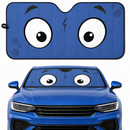 Blue Slight Surprised Cartoon Eyes Custom Car Windshield Sunshades
