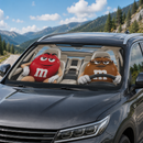 Funny M&M Chocolate Red Brown Driving Custom Car Windshield Sunshades