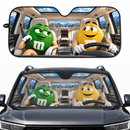 Funny M&M Chocolate Green Yellow Driving Custom Car Windshield Sunshades
