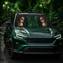 Calavera Girl Green Custom Car Windshield Sunshades