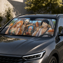 One Piece Anime Luffy Nami Chopper And Usopp Driving Car Auto Sunshades