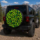 Leopard Pattern Skin Green Custom Jeep Wheel Cover With Camera Hole