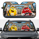 Funny M&M Chocolate Yellow Red Driving Custom Car Windshield Sunshades