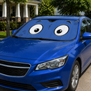 Blue Slight Surprised Cartoon Eyes Custom Car Windshield Sunshades