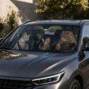 Funny Cat Family And Dog Custom Car Windshield Sunshades