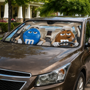 Funny M&M Chocolate Blue Brown Driving Custom Car Windshield Sunshades