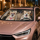 Love Corgi Dogs In Car Custom Car Windshield Sunshades