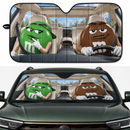 Funny M&M Chocolate Green Brown Driving Custom Car Windshield Sunshades