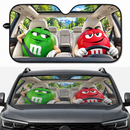 Funny M&M Chocolate Green Red Driving Custom Car Windshield Sunshades