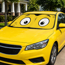 Yellow Slight Surprised Cartoon Eyes Custom Car Windshield Sunshades