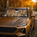 Bengal Cat Couple Custom Car Windshield Sunshades